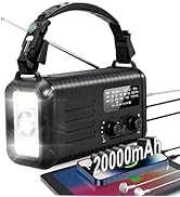 Emergency Hand Crank Radio, NOAA Weather Radio, 20000mAh /74000mWh Solar Battery Radios with AM F...
