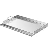 Skyflame Universal Stainless Steel Griddle Plate with Even Heating Bracing for BBQ Charcoal/Gas G...