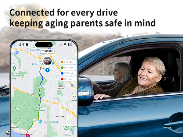 PS Tracker for elderly driver, old people driving speed monitor