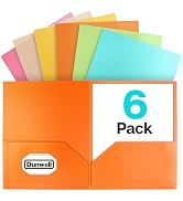 Dunwell Plastic 2-Pocket Folders, (6 Pack) Pastel Colors, 8.5x11 Folders with Pockets, Tear-Resis...