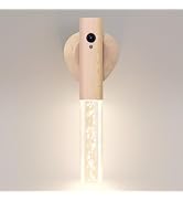 HAANGWAN Motion Sensor Night Light Indoor, Rechargeable Night Light Wall Sconce Wooden Set of 1, ...