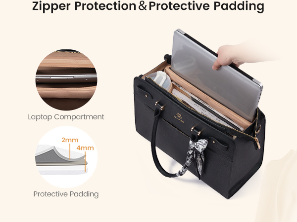 LOVEVOOK Laptop Bag with thick padded lining and full-zip compartment to protect device from bumps.