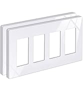 BESTTEN 2 Pack 4 Gang Screwless Decorator Wall Plate, USWP6 Gloss Snow White, Decor Switch Plate,...