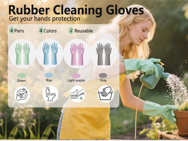 Colorful Dish Gloves Non-Slip Grip, Pefect for Woman Men