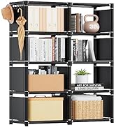 Mavivegue Bookshelf,8 Cube Storage Organizer,Book Shelf Organizer,Tall Bookcase Shelf,Black Cube ...