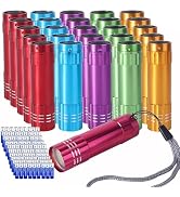 KunHe 30 Pack Mini Bulk Cheep Flashlights Aluminum LED Handheld Torches with Lanyard Batteries In...