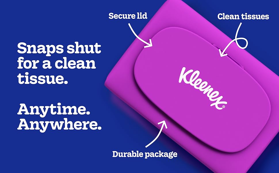 Snaps shut for a clean tissue anytime, anywhere