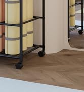 Lutown-Teen Yoga Mat Storage Rack with Wheels, Yoga Mat Rack for Fitness Class, Home, Gym, Workou...