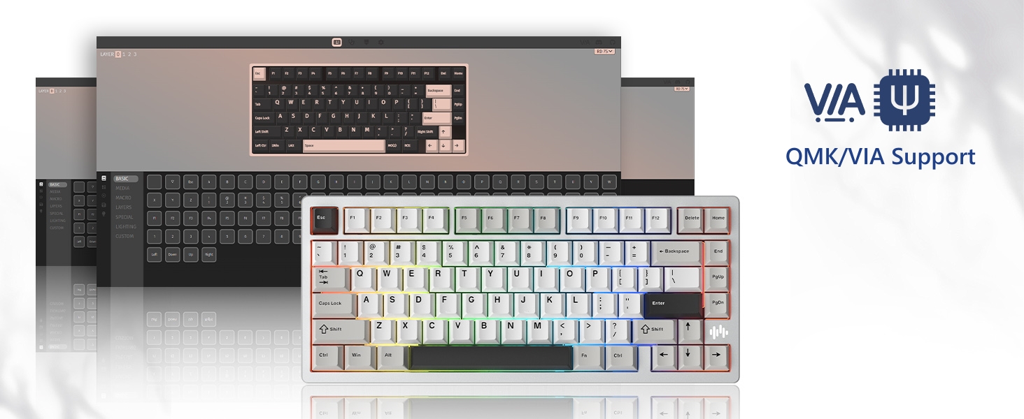 Gaming keyboard Wireless keyboard 75% wireless keyboard keyboard white keyboard rgb 75% keyboard