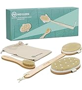 Nevlers Natural Boar Bristle Dry Body Brush Set | Detachable Massage Dry Brushing Body Brush | Lo...