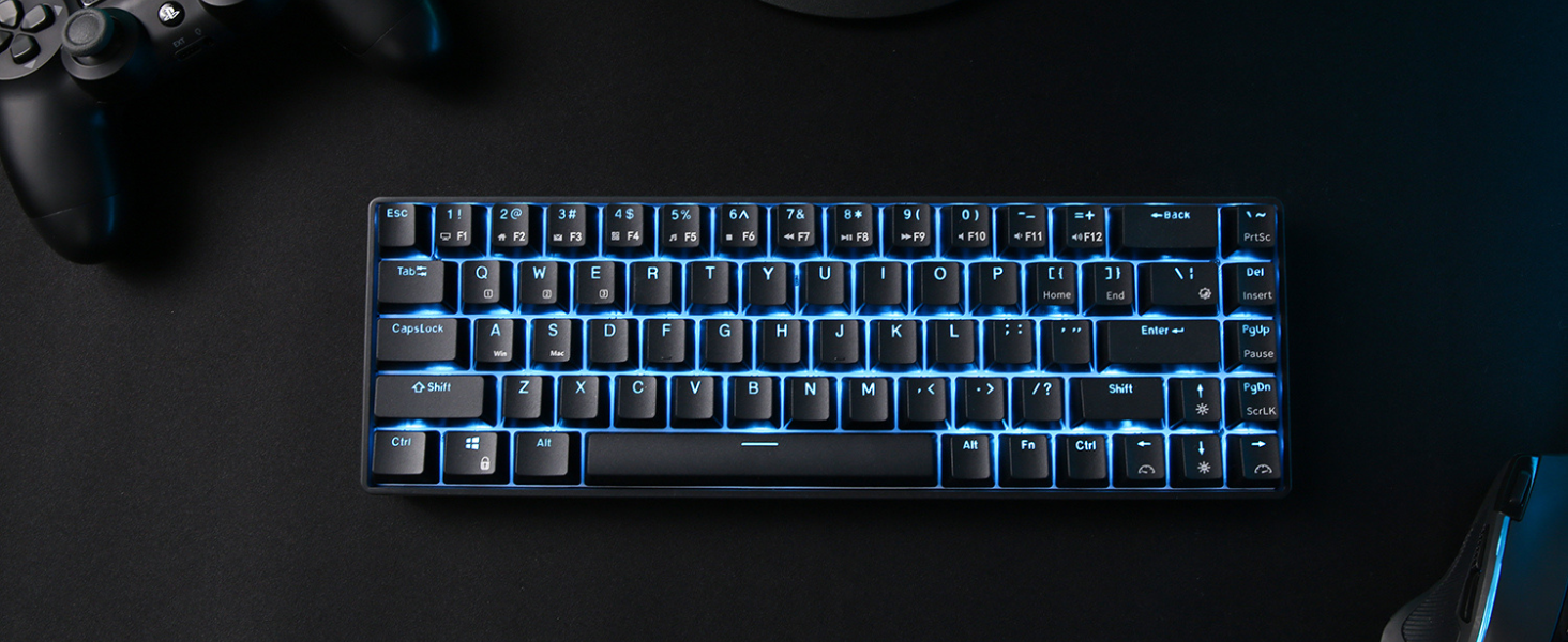 Hot-Swappable 65% Wireless Mechanical Keyboard, 60% 68 Keys Compact Bluetooth Gaming Keyboard