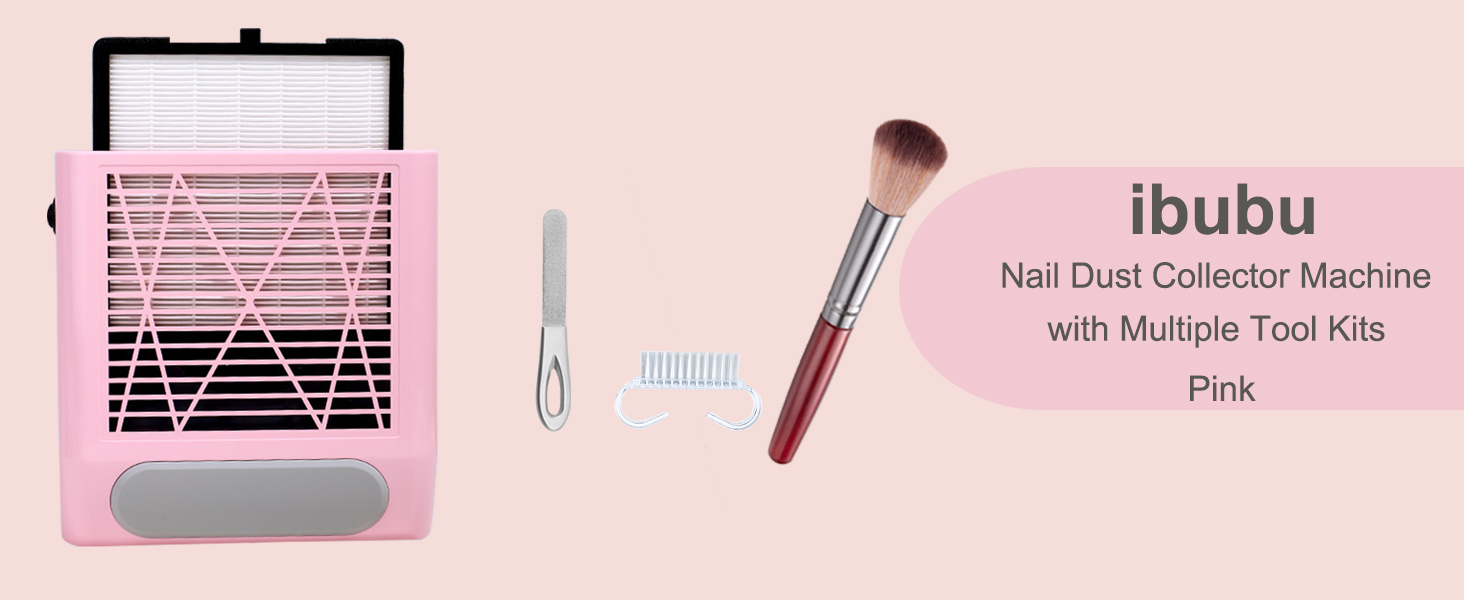ibubu Professional Nail Dust Collector Machine 80W Pink