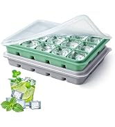 Tvmania Ice Cube Trays Set of 2, 15-Cube Silicone Molds with Removable Lids | Stackable, easy rel...