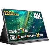 Newsoul 4K Portable Monitor 1200Nits Ultra Bright 16'' Laptop Monitor 2000:1 Contrast Fast IPS Ma...