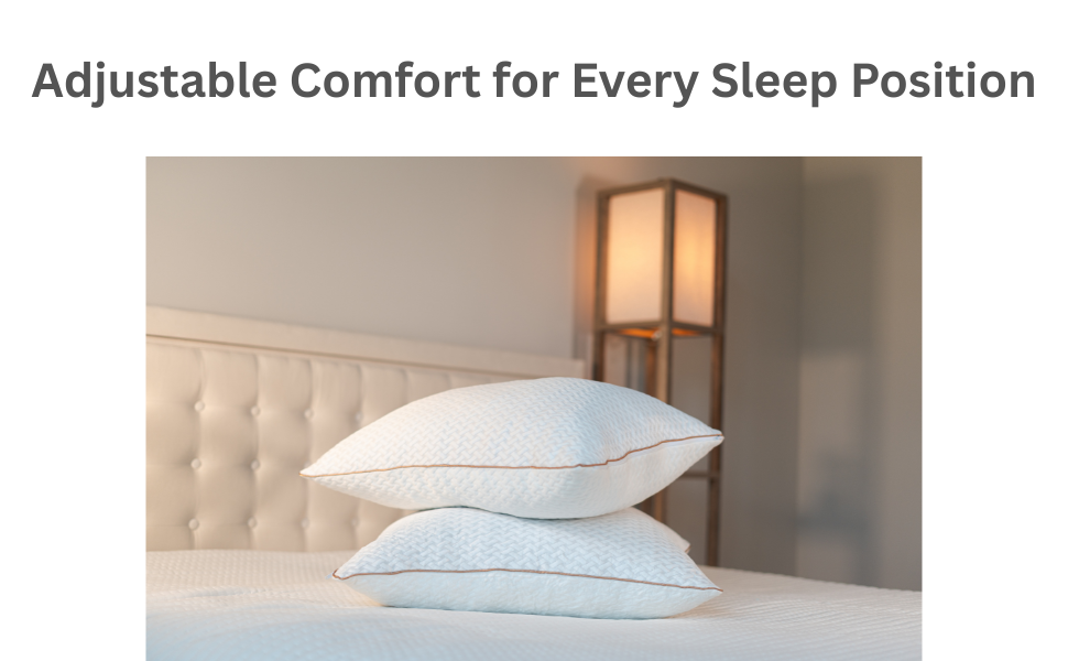 Two memory foam pillows on a bed showing adjustable loft and comfort