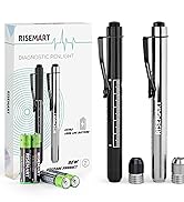 Pen Light, RISEMART Nurse Led Medical Penlight with Pupil Gauge for Nursing Students Doctors Blac...
