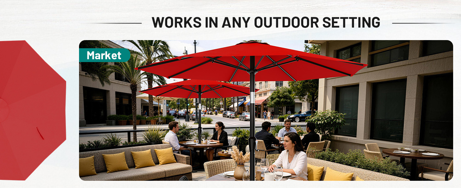 red patio umbrella