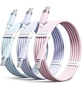 toocki USB C to USB C Cable [3Pack,6ft] 60W Fast Charging Type C Silicone Cord Compatible with iP...
