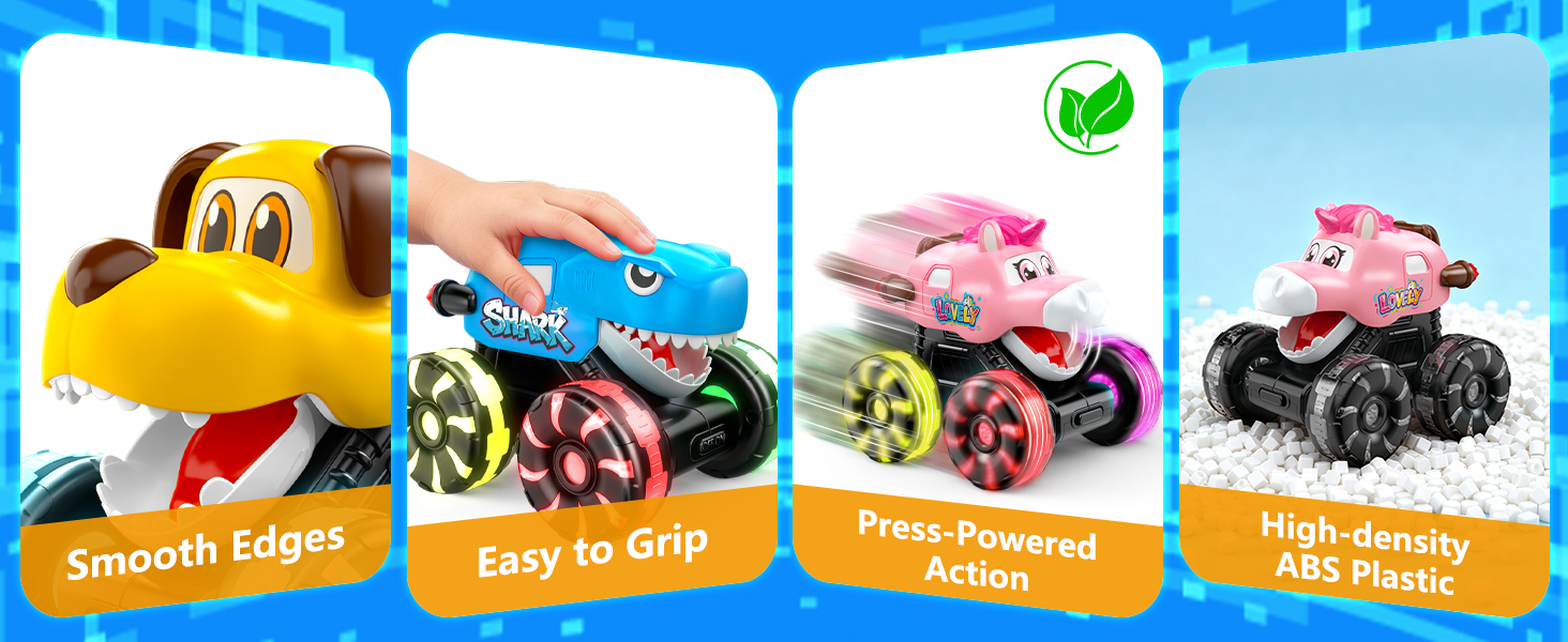 Monster Truck Toys for Kids Toddler, Press &amp;amp; Go Light Up Wheels Car Toys Chomping Mouth Truck Toy