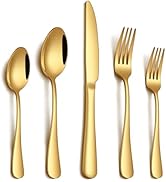 PHILIPALA 20 Piece Gold Silverware Set, Stainless Steel Flatware Set for 4 Food Grade Cutlery Ute...