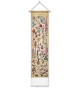 Vintage Flower Tapestry 51 x 13 Inch,Long Vertical Wall Hanging Reference Illustrative Botanical ...