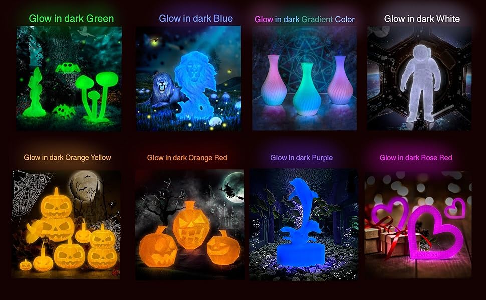 glow filament dark orange pla