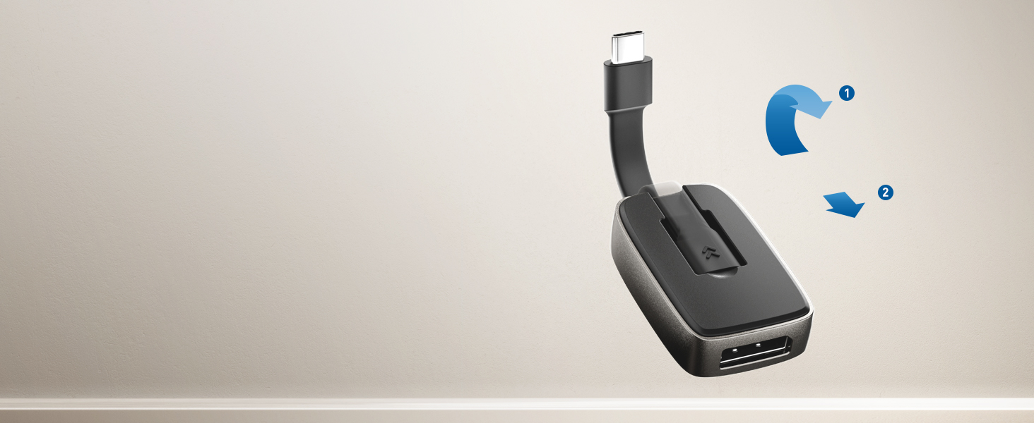 Foldable USB-C to DisplayPort 1.4 adapter