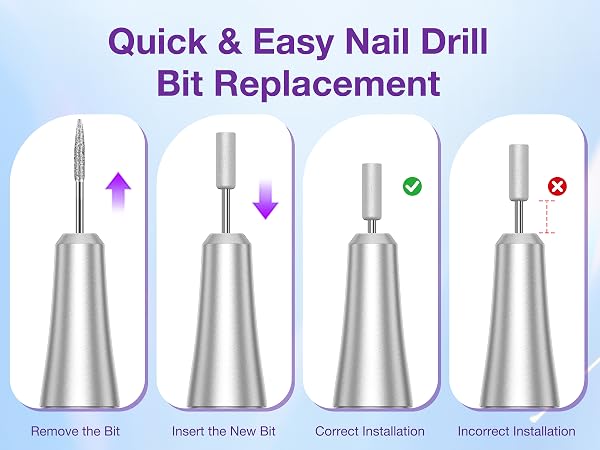 Electric Nail Drill Quick and Easy Bit Replacement Guide Correct Installation Beginner Friendly
