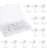 120Pcs Push Pin Hooks, Clear Thumb Tacks Plastic Heads Pin Tacks Decorative Wall Push Pins Push P...