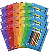 Pencil Pouch for 3 Ring Binder, Bulk 24 Pack 3-Holes Zipper Pencil Pouches in Assorted Colors, St...