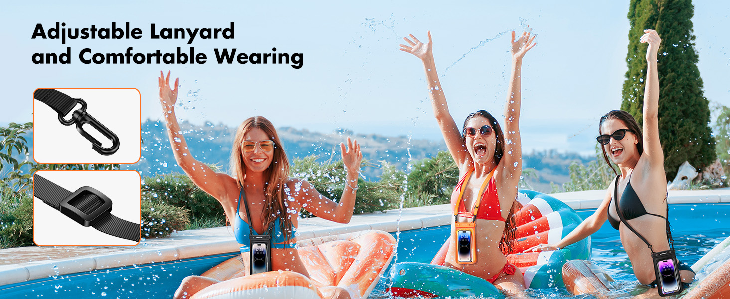 Adjustable lanyard, wide lanyard size ensures you comfortable wearing of this waterproof bag