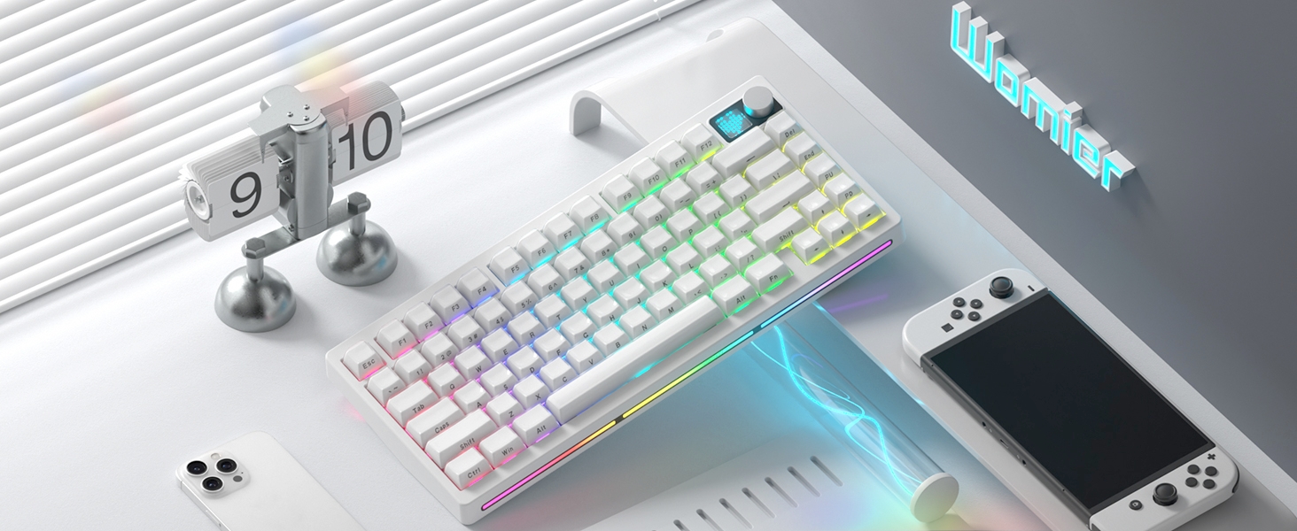 75% Wireless Mechanical Gaming Keyboard with Knob &amp;amp;amp;amp;amp; Display, Thocky Creamy Keyboard