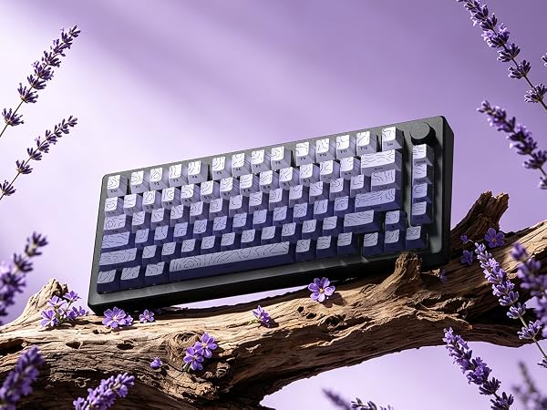 Purple keycap Sets,Line Backlit,Shine Through Keyboard Key caps,Side Printed,Cherry Profile caps