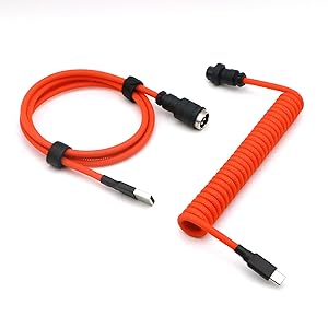 Orange color coiled cable