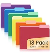 SUNEE File Folders, 18 Pack Manilla Folders 8.5 x 11, Colored Folders Office Organization Home Sc...