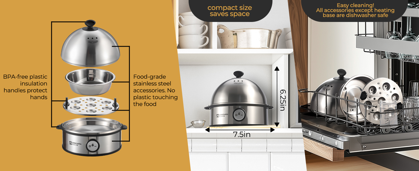 Food-grade stainless steel accessories. No plastic touching the food.
