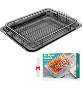 Air Fryer Basket for Oven, OPENICE 15.6" x 11.6" Air Fryer Tray and Pan Set with 30PCS Parchment ...