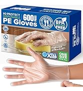 HD PROTECT Disposable Plastic Gloves 600 Pack – Food Safe, BPA &amp; Latex-Free HDPE Gloves for Cooki...