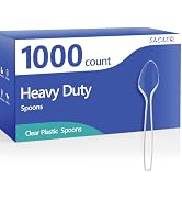 1000 Count Clear Plastic Spoons Bulk - Plastic Silverware Spoons Heavy Duty, Premium Disposable S...