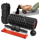 5 in 1 Foam Roller Set, High Density Foam Roller, Muscle Roller Stick, Massage Ball, Resistance B...