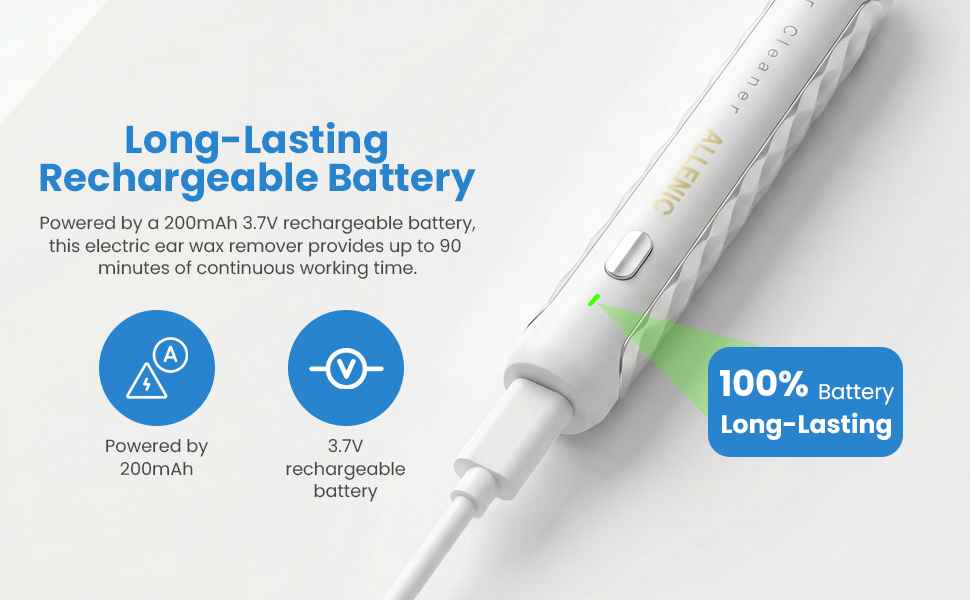Rechargeable ear wax removal camera with 200mAh battery and Type-C charging