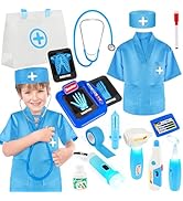 IVENRXIU Doctor Kit for Kids, 17 Pcs Medical Play Set with Bag and Dress Up Costume for Toddlers ...