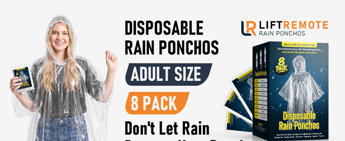 rain poncho clear disposable emergency family pack lightweight pocket size camping hiking theme park
