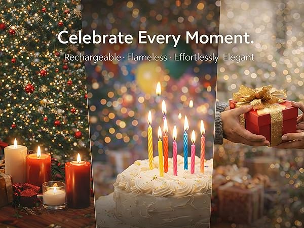 Electric lighter lighting Christmas candles, birthday cake, and as a holiday gift set.
