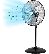 20" High Velocity Pedestal Oscillating Fan 5200 CFM 3-Speed Industrial, with Aluminum Blades, Hea...