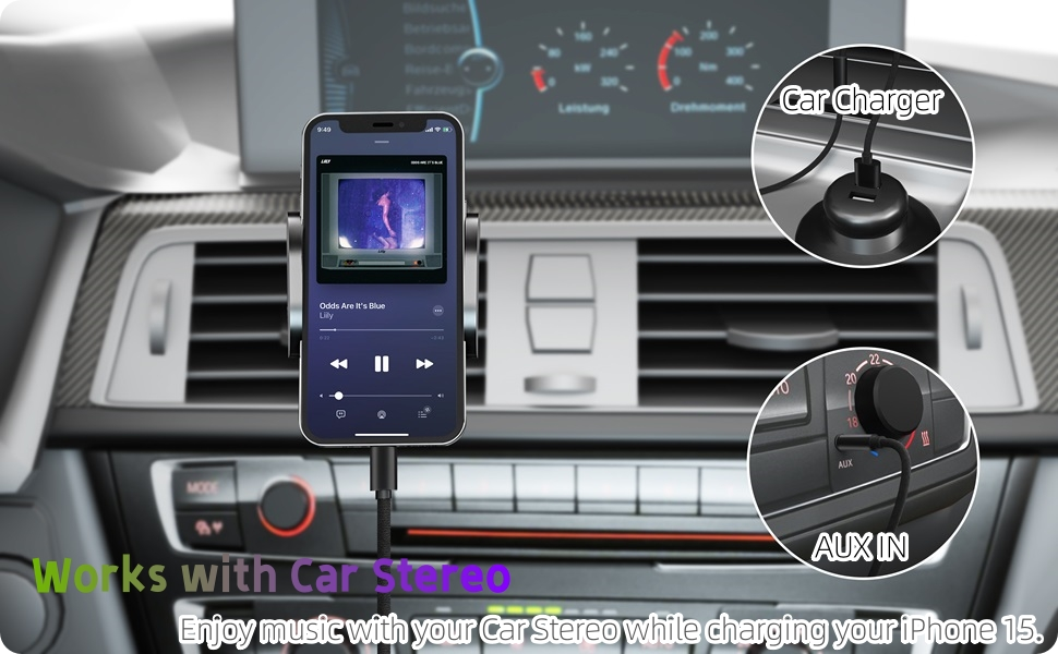 USB C to 3.5mm Audio Aux Jack Cable with Charging Cord