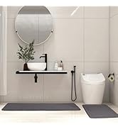 PAGGED Grey Bathroom Rug Set of 2 Memory Foam Bath Mat Runner Set Non Slip Washable Floor Mats So...