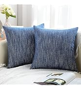 decorUhome Decorative Throw Pillow Covers 18x18 Set of 2, Farmhouse Textured Chenille Square Pill...