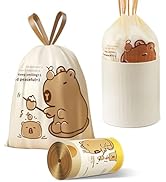 VOK 4 Gallon Trash Bags with Capybara Printed, Drawstring Small Garbage Bags, Tear-Resistant &amp; Od...