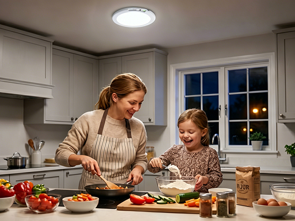 Ceiling lights can be installed in the kitchen